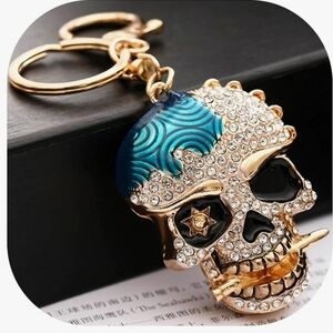 Rhinestone/Metal Skull Key Chain/Bag Charm